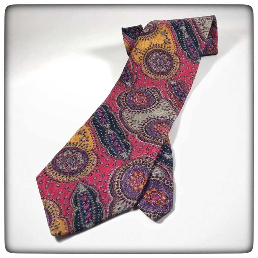 Silk Necktie Meeting Street Wine Gold Black USA 58